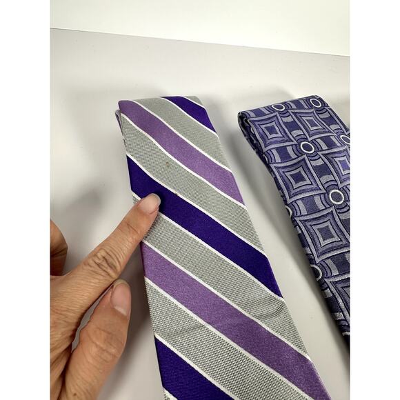 Men’s Tie Lot of 4 — Unique Business Purple & Green Styles Express, IZOD Mixed - Picture 2 of 7
